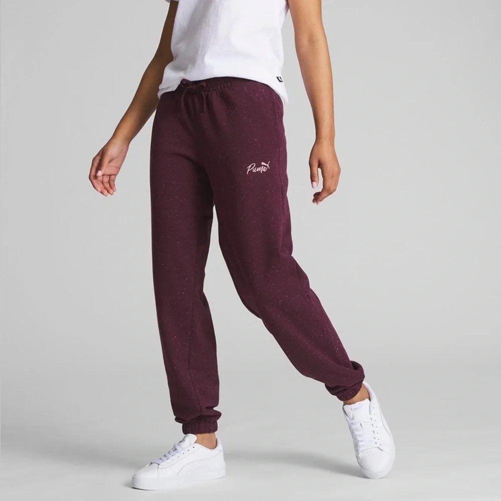 Puma Women's Live In Burgundy Speckled Sweatpants - Picture 1 of 12